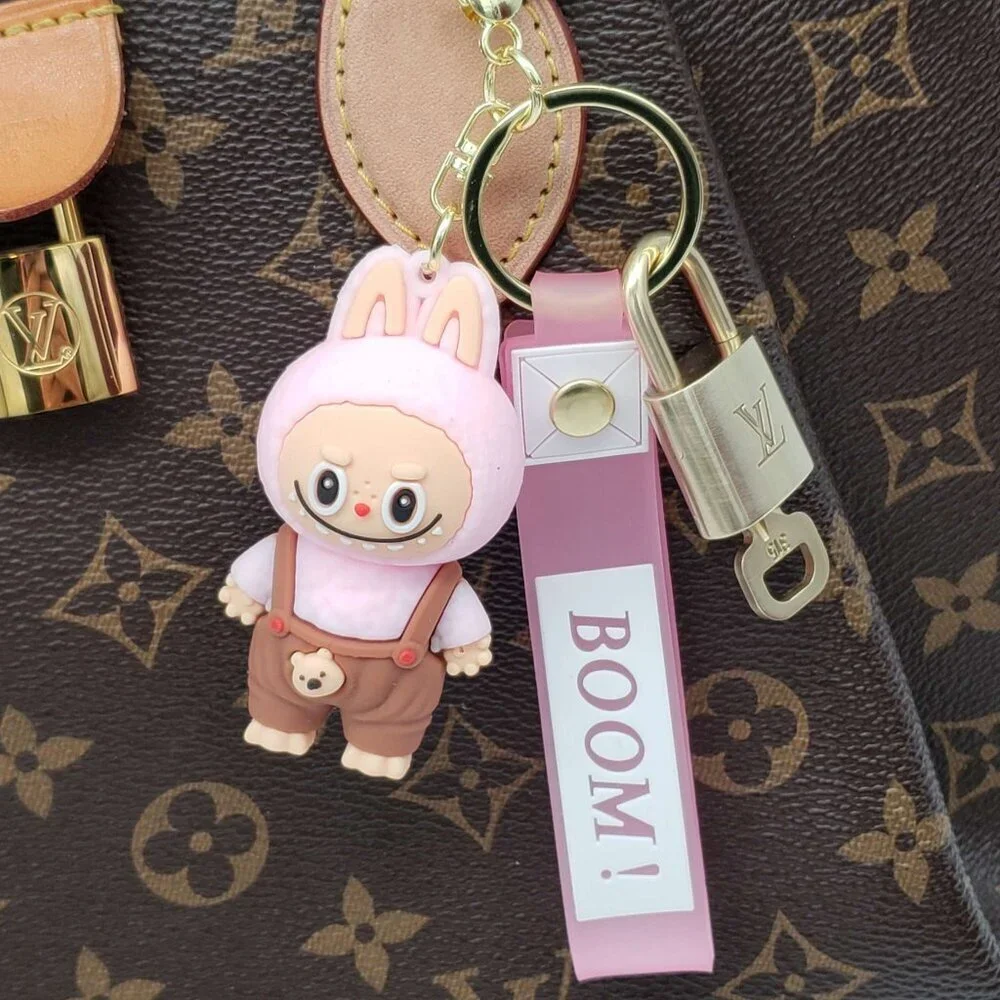 LV Authentic Gold Padlock 🔒 Key Set w/ Unbranded Labubu Keychain Charm